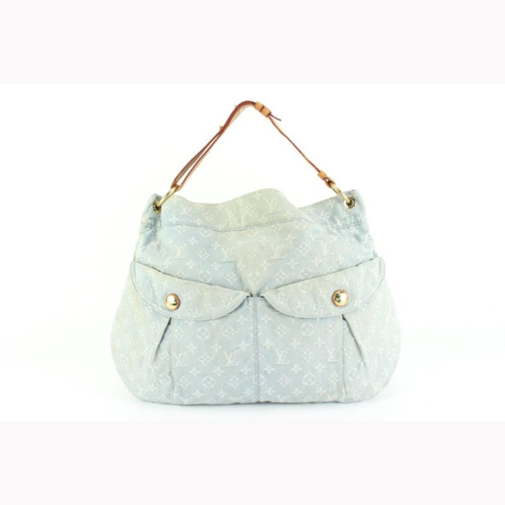 Louis Vuitton Light Blue Monogram Denim  Daily GM Hobo Bag 27lk53s